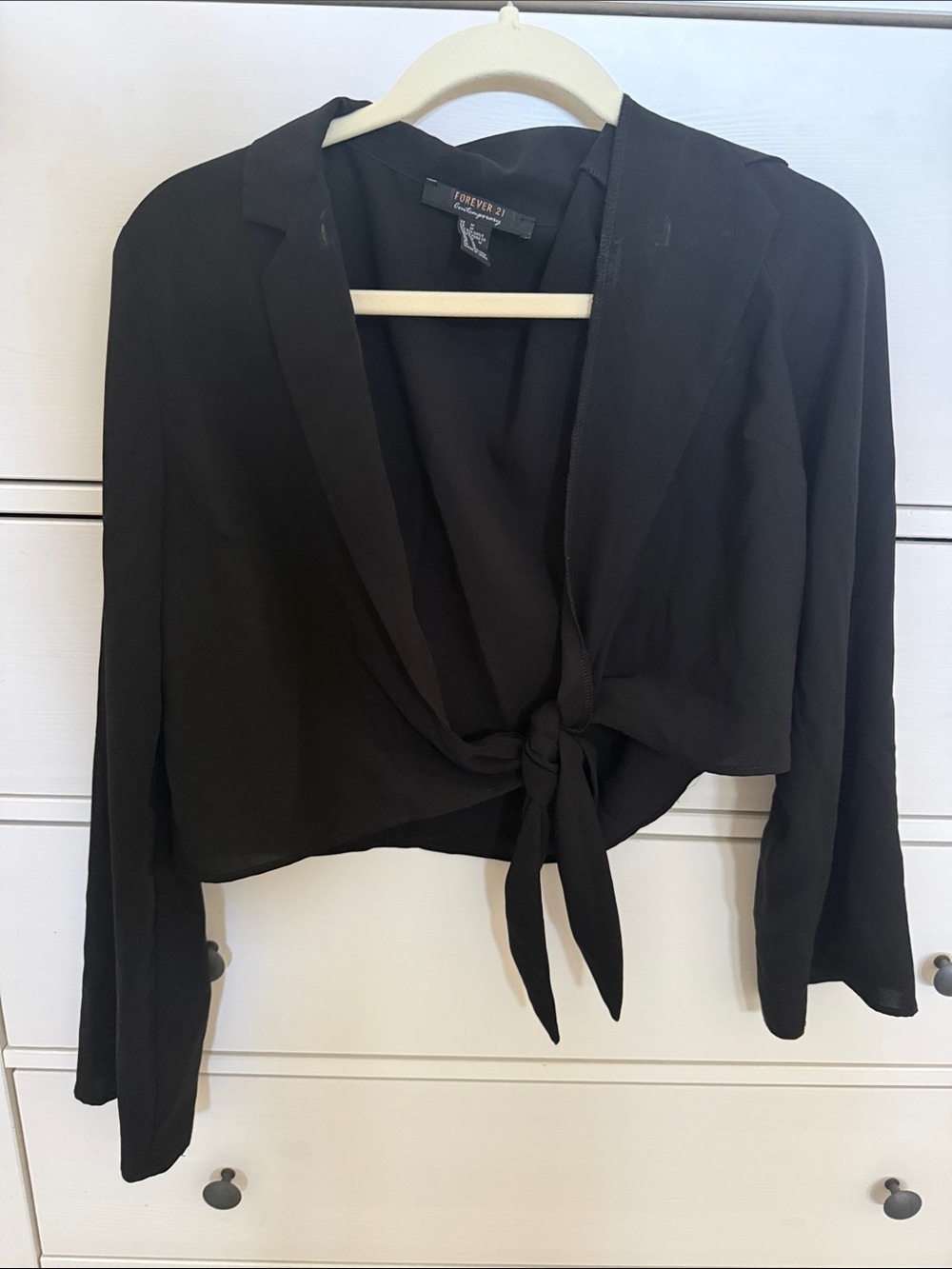 Forever 21 Black Tie-Front Cropped Blazer